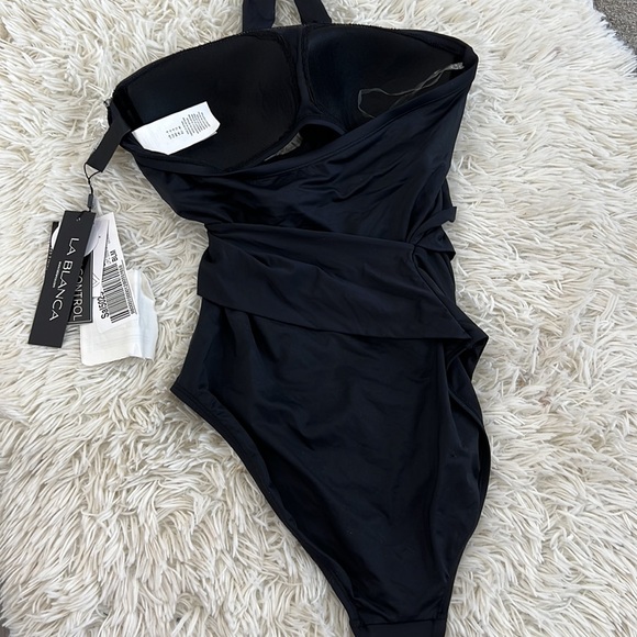 La Blanca Island Goddess Draped Bandeau One-Piece Swimsuit - Picture 10 of 11